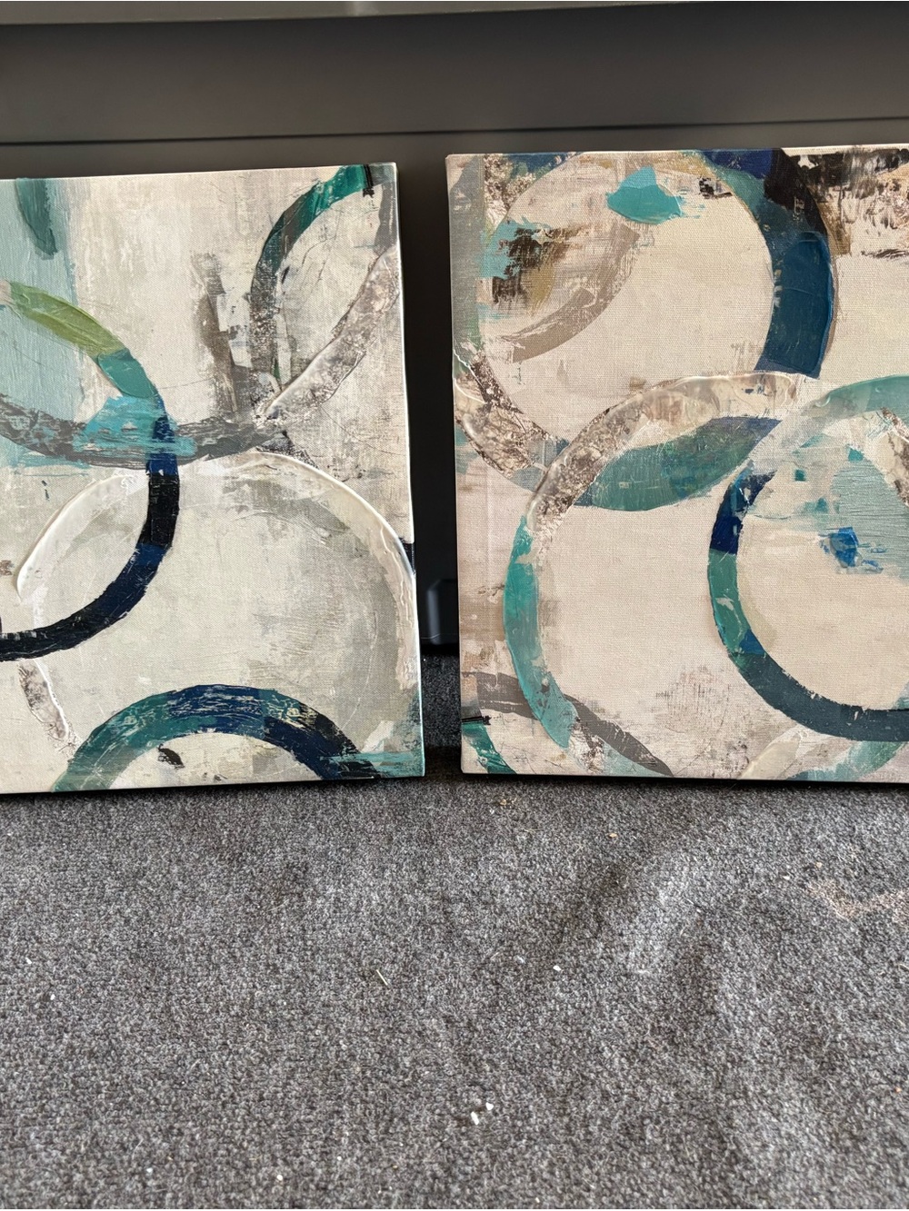 Abstract Circle Canvas Wall Art - Teal & Navy
